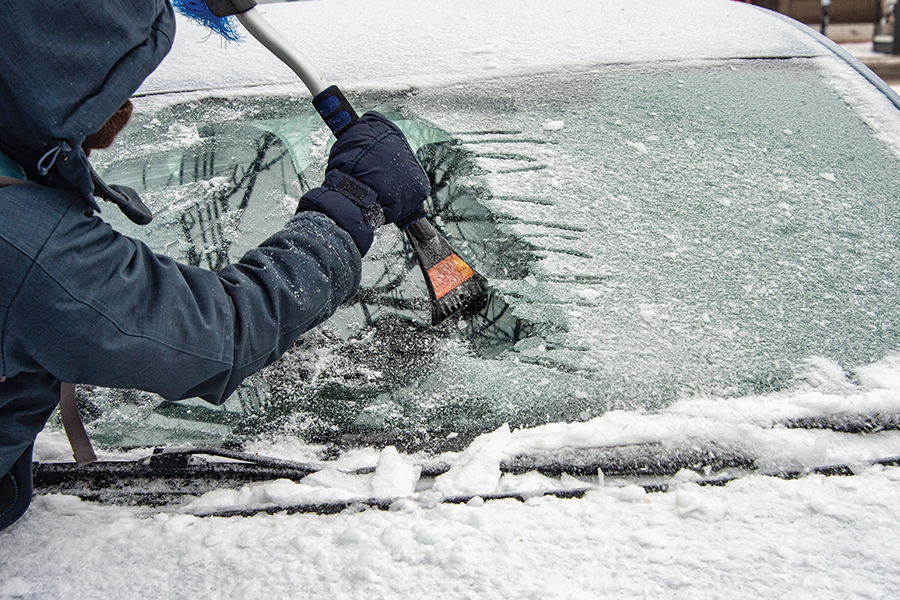 Scraping Ice off Windshield