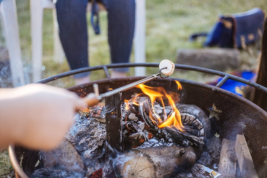 Roasting Marshmallows Over a Backyard Recreational Fire