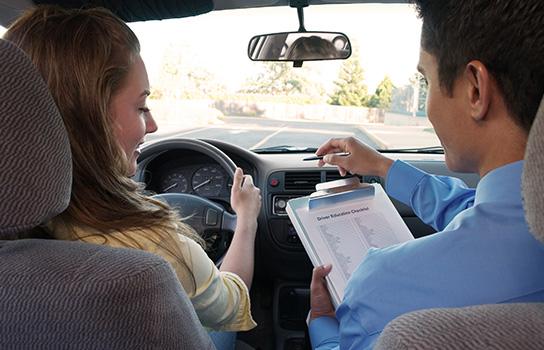 Drivers Ed Student Behind the Wheel