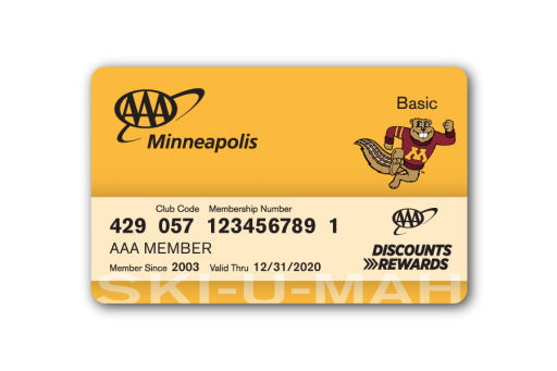 AAA Membership Card with Goldy Gopher Athletics Design