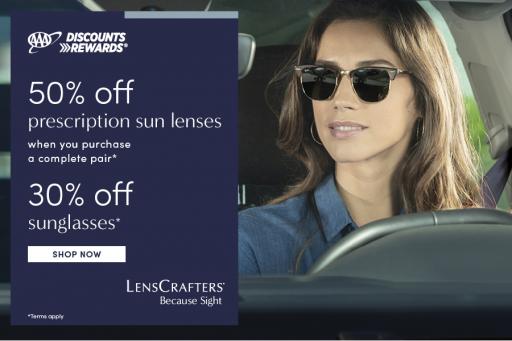 AAA members save up to 50% off at Lenscrafters - learn more