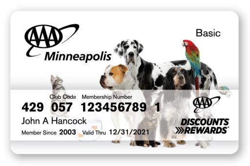 Membership card with a bunch of different animals on the front
