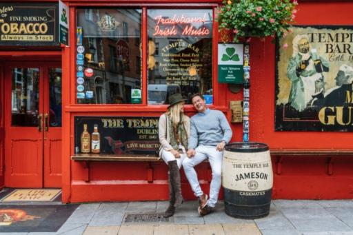 Couple sitting outside Dublin pub