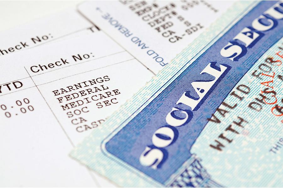 Social Security card and check