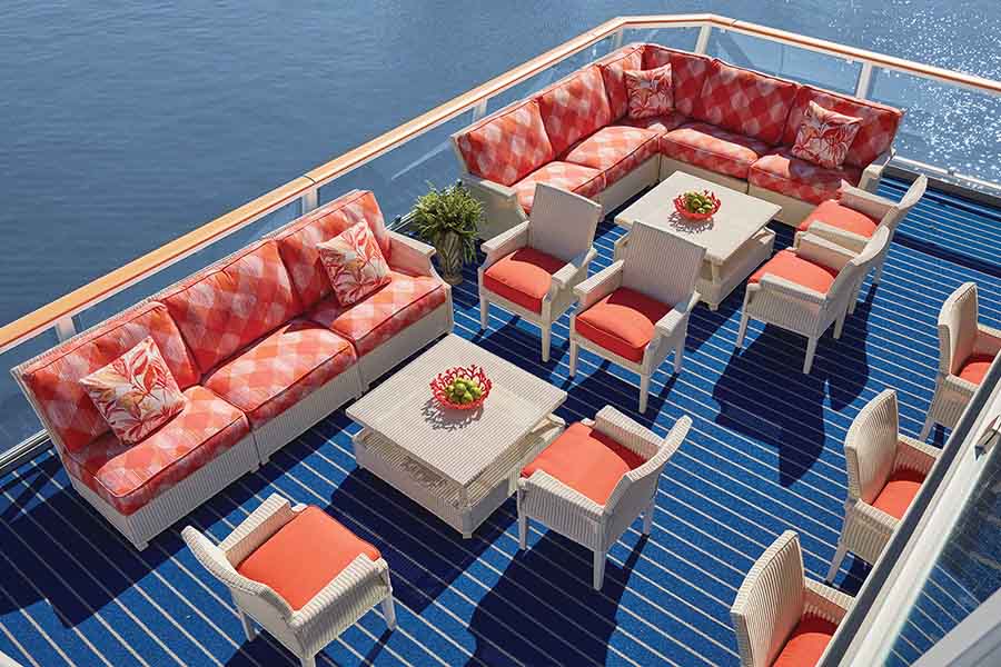 The corner sun deck on river cruise ship American Constellation